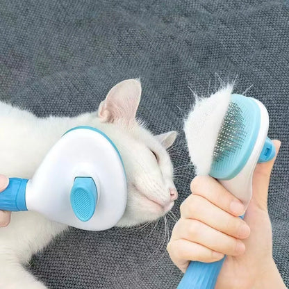 Pet Grooming Brush - Self Cleaning Dog/Cat Hair Remover Comb | Best Shedding Tool for Long Haired Pets & Daily Grooming
