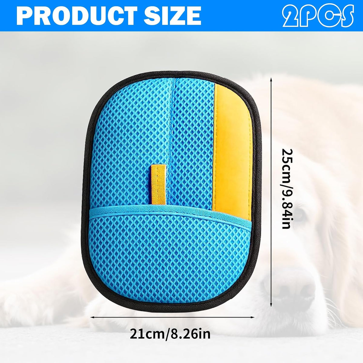 2 Pcs Electrostatic Pet Hair Removal Gloves for Dogs & Cats | Reusable Strong Grooming Gloves,Hair Remover for Couch,Furniture, Carpet,Car Seats & Clothing (Blue)