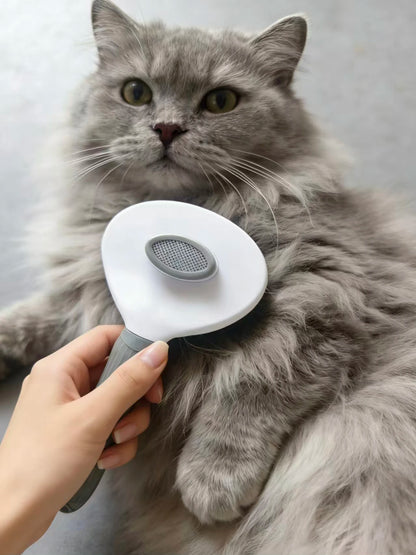 Pet Grooming Brush - Self Cleaning Dog/Cat Hair Remover Comb | Best Shedding Tool for Long Haired Pets & Daily Grooming