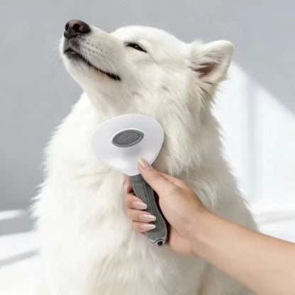Pet Grooming Brush - Self Cleaning Dog/Cat Hair Remover Comb | Best Shedding Tool for Long Haired Pets & Daily Grooming