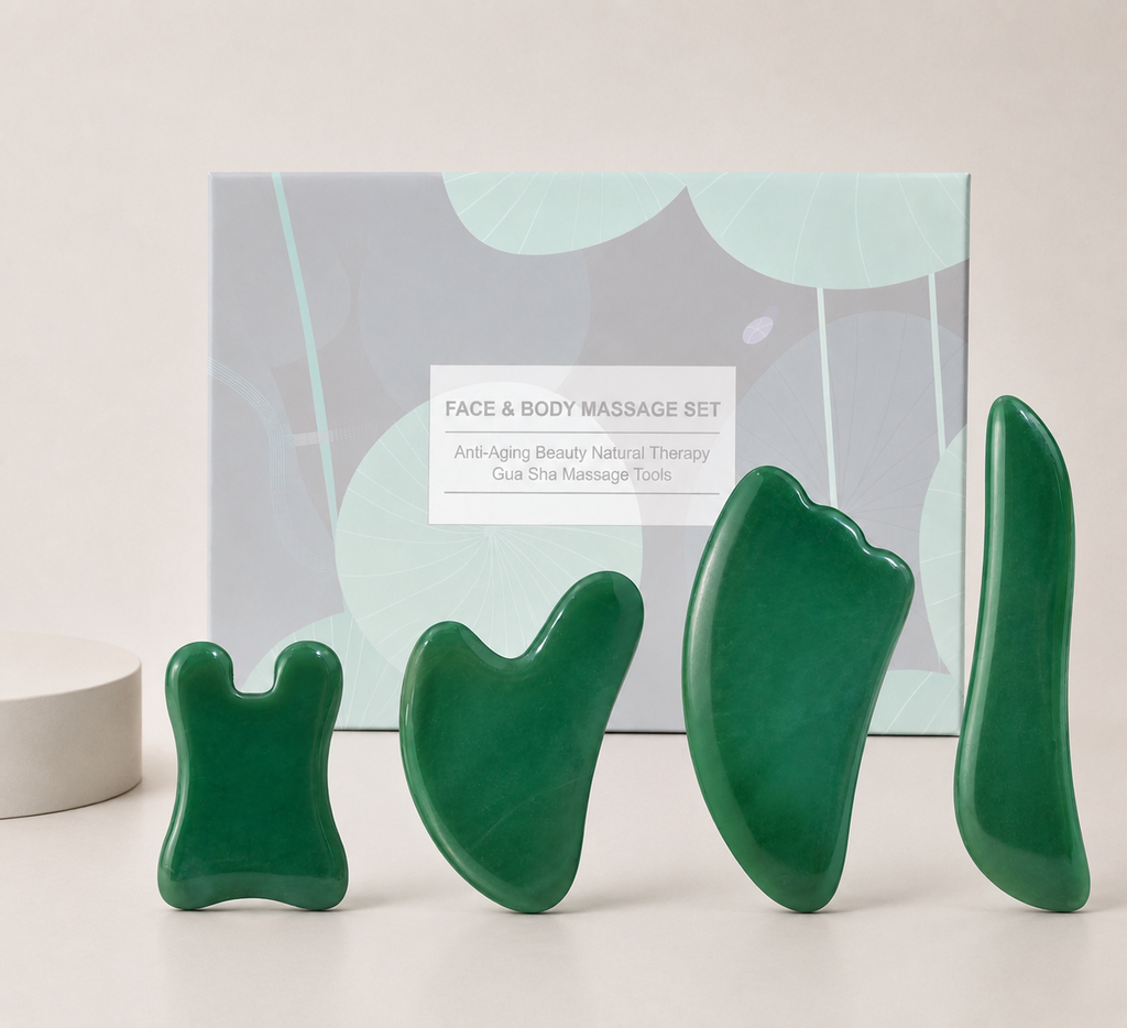 Jade Glow Gua Sha Set | 4-Piece Facial Sculpting & Massage Tool