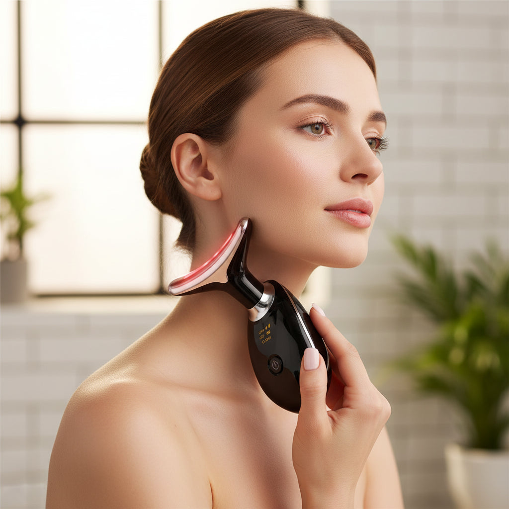 Portable Face &amp; Neck Massager — 7-Color LED Light Therapy
