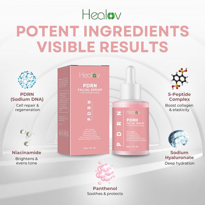 PDRN Serum – Rejuvenating Peptide Face Serum with Salmon DNA – Korean Skincare for Anti-Aging, Hydration, Collagen Boost, and Barrier Repair – Brightening Daily Skincare for Dark Spots and Uneven Tone