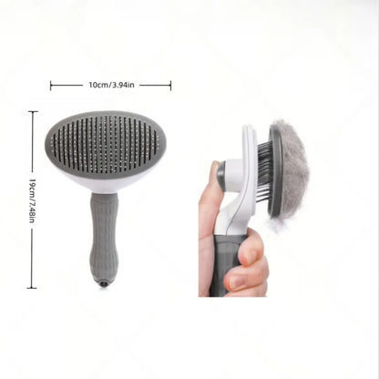 Pet Grooming Brush - Self Cleaning Dog/Cat Hair Remover Comb | Best Shedding Tool for Long Haired Pets & Daily Grooming